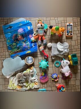 Fisher-Price Orange, Gray & Teal Plush Fox Clip-On Activity Toy